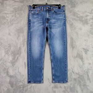 Levis 505 Jeans Men 34 Blue Straight Medium Wash Denim Casual Pants Solid 34x29
